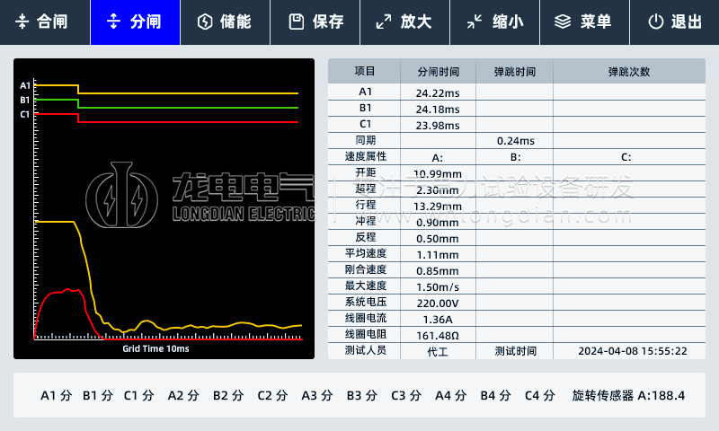LDGKC-HA高壓開關特性測試儀-測試界面